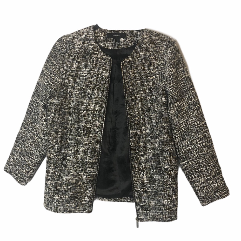 Forever21 Front Zip Grey Blazer Sz Small